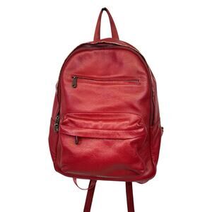 Damero Red Leather Backpack Keizer Double Strap Travel Bag Laptop Pockets